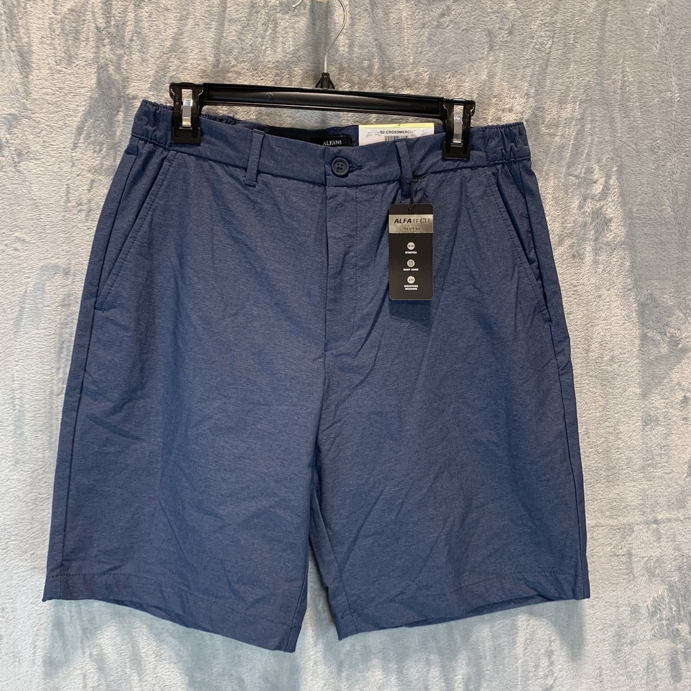 Alfani Men's Shorts Alfateck‎ 30 Stretch Flat Front Blue Performance Golf